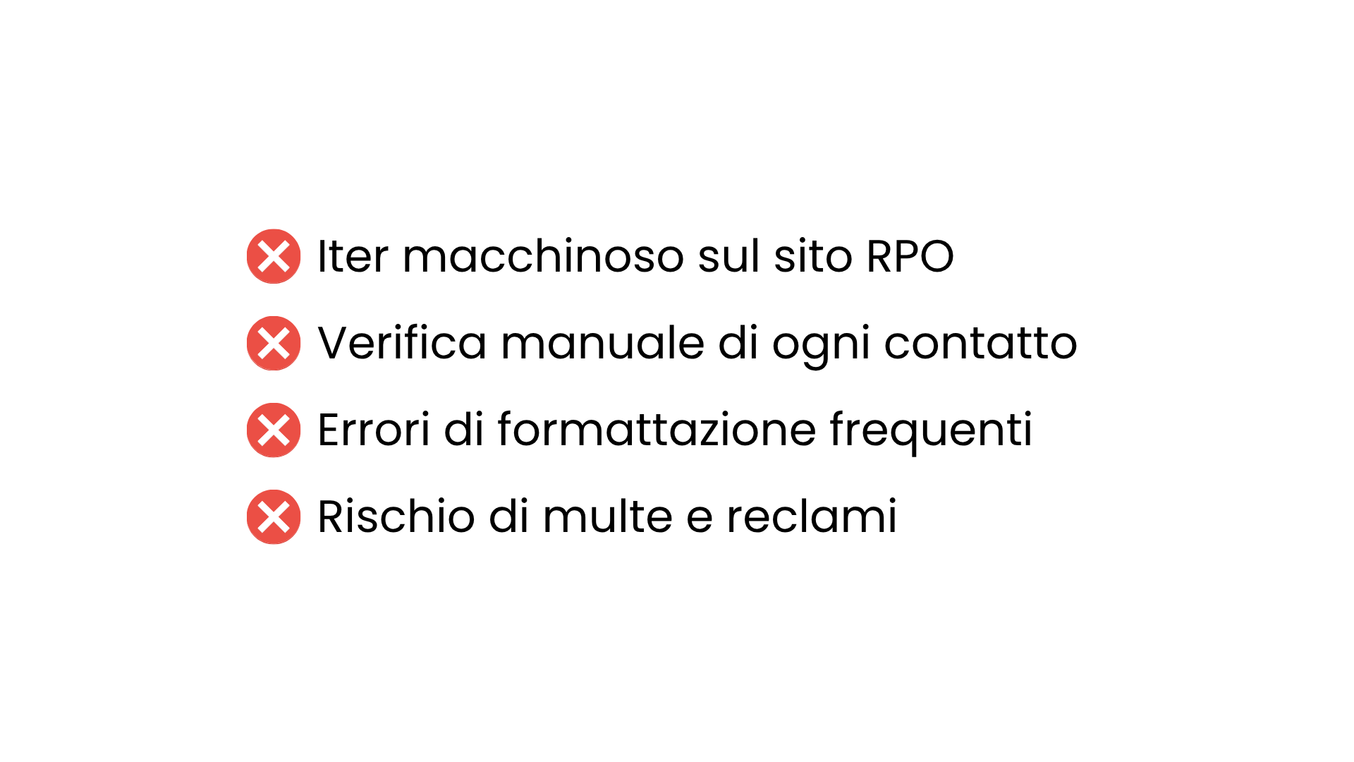 Processo manuale senza SmartRPO - Confronto complesso con il Registro delle Opposizioni